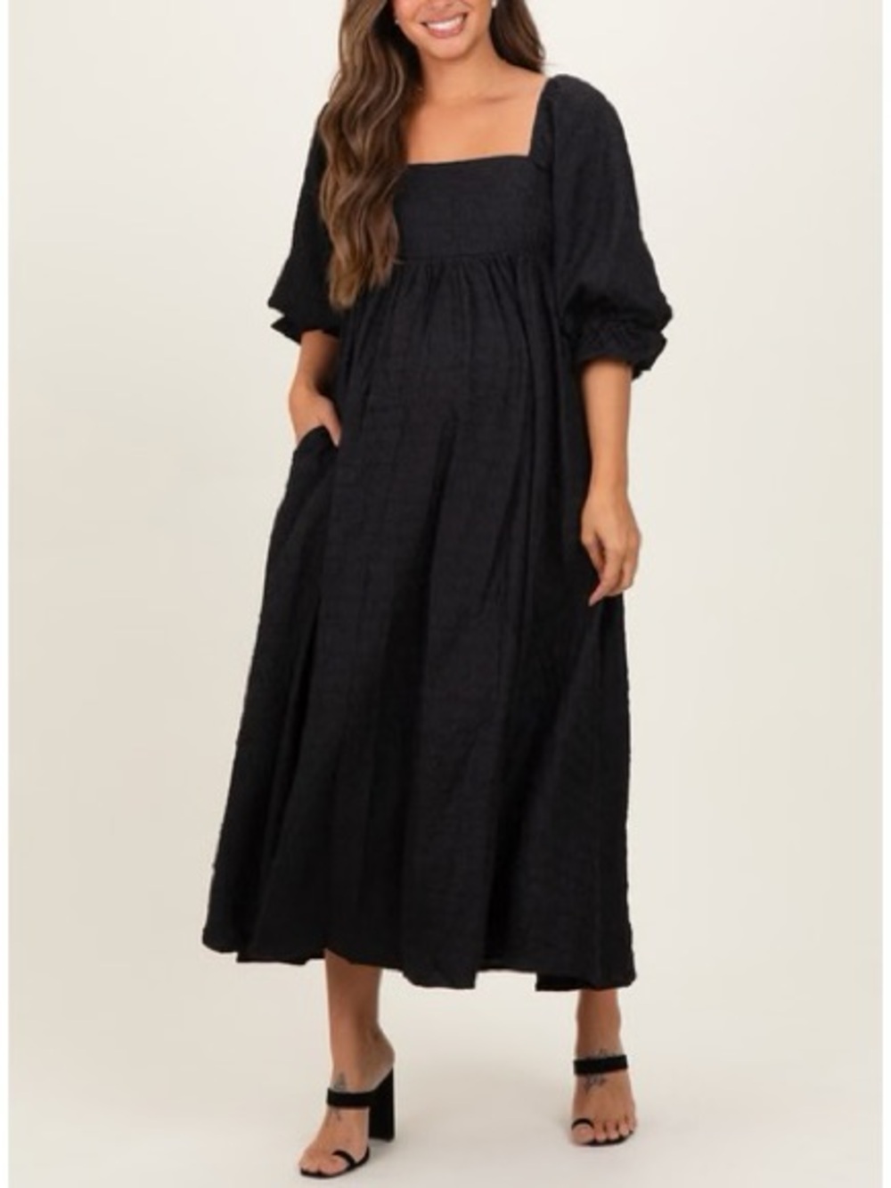 Target Black Cotton Tiered Midi Midaxi Modest Sweetheart Neck Summer Dress